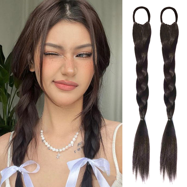 2PC New Synthetic Foam Twist Ponytail High Elastic Wig Women's Hair Natural  Braided Wig